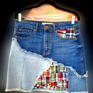 UPCYCLED☆HANDMADE "ella moss" and ☆OKD co. EMBELLISHED DENIM SKIRT Size 28